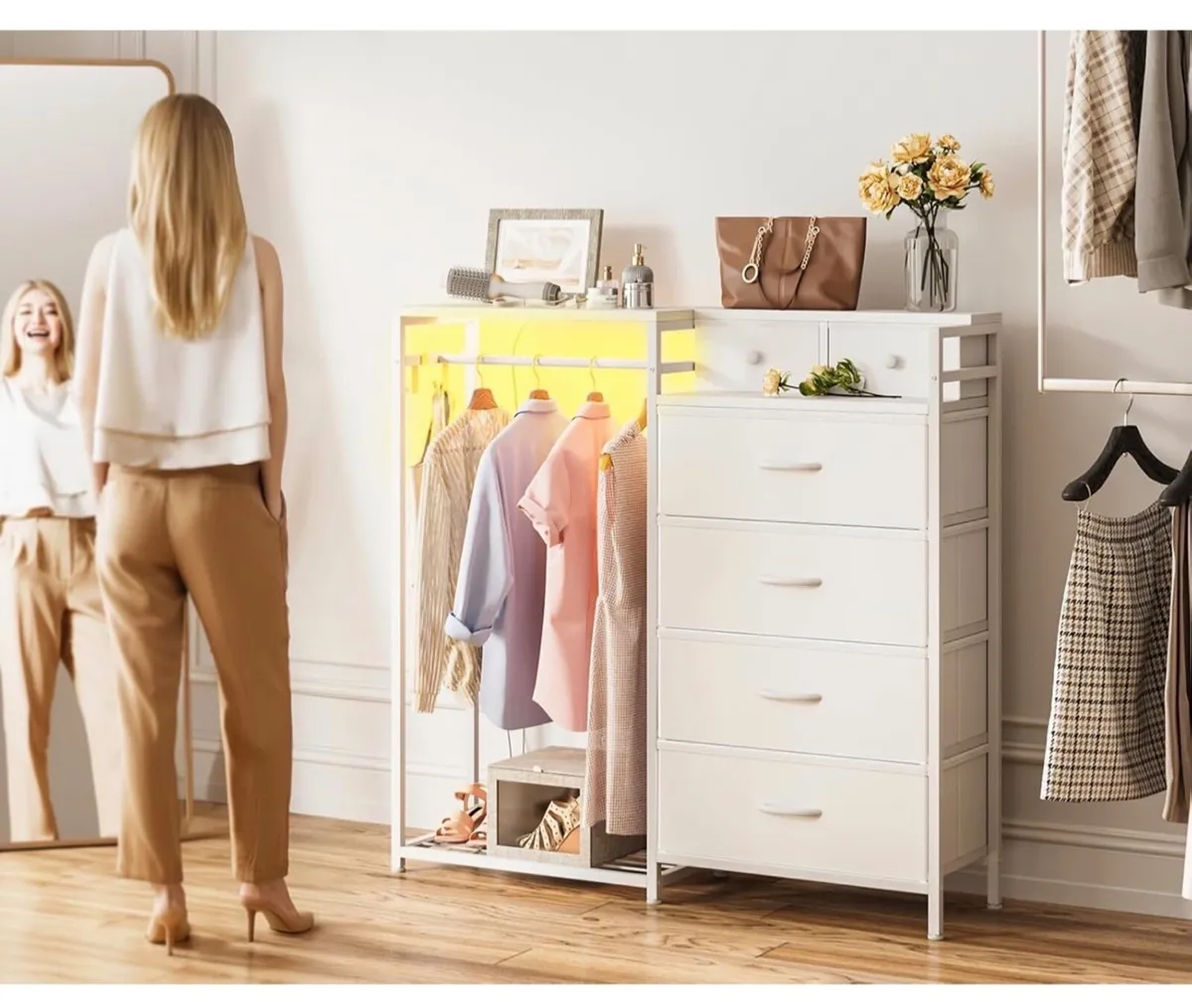 Chest of Drawers Bedroom with Hanging Rail, Built- - Image 3