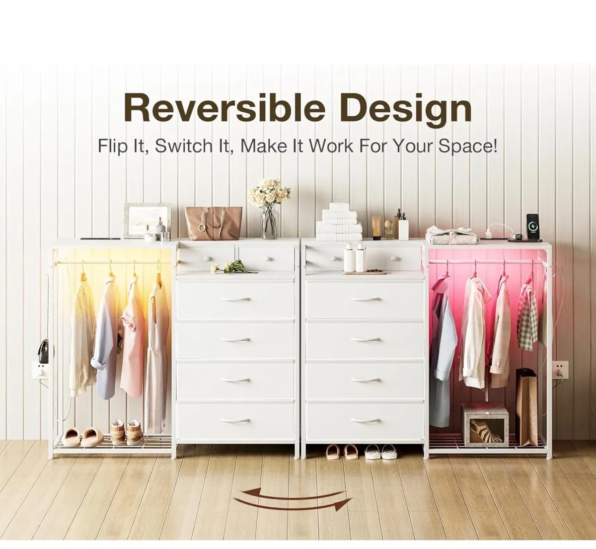 Chest of Drawers Bedroom with Hanging Rail, Built- - Image 4