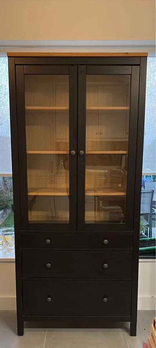 Black Cabinet with Glass Doors - Image 1