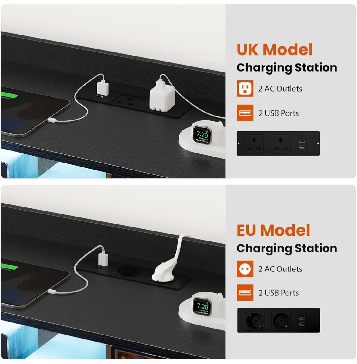 Chest of Drawers with Charging Station and LED Lig - Image 3