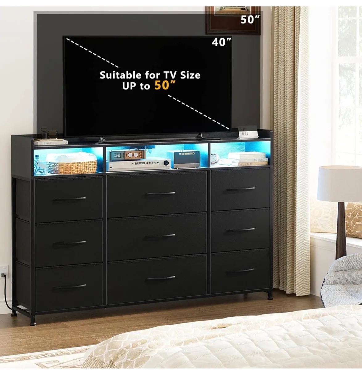 Chest of Drawers with Charging Station and LED Lig - Image 4