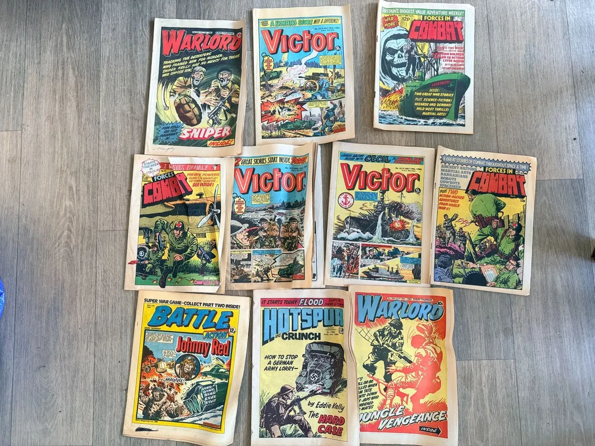 Collection of 1980 comics Victor, Combat etc