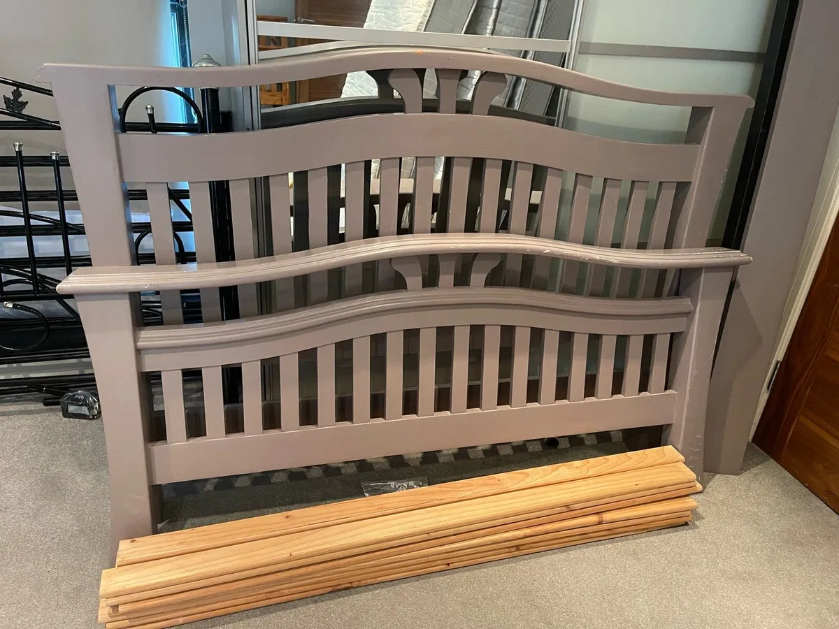 Very Solid Grey 5 Ft Wooden King Size Bed Frame - Image 2