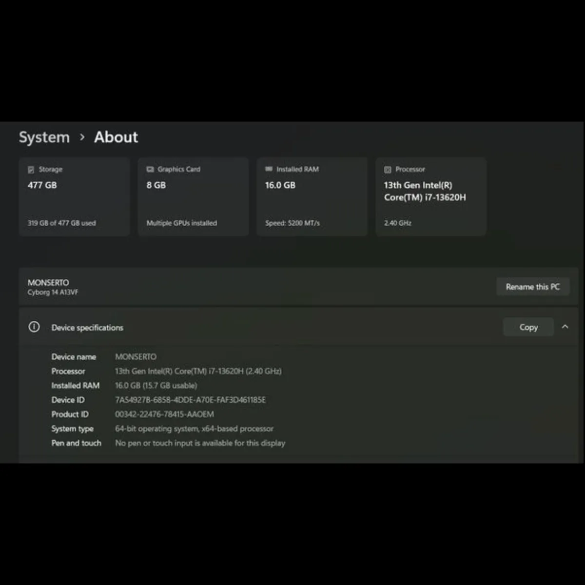 MSI Cyborg 14 gaming laptop 14” NVIDIA 4060 - Image 2