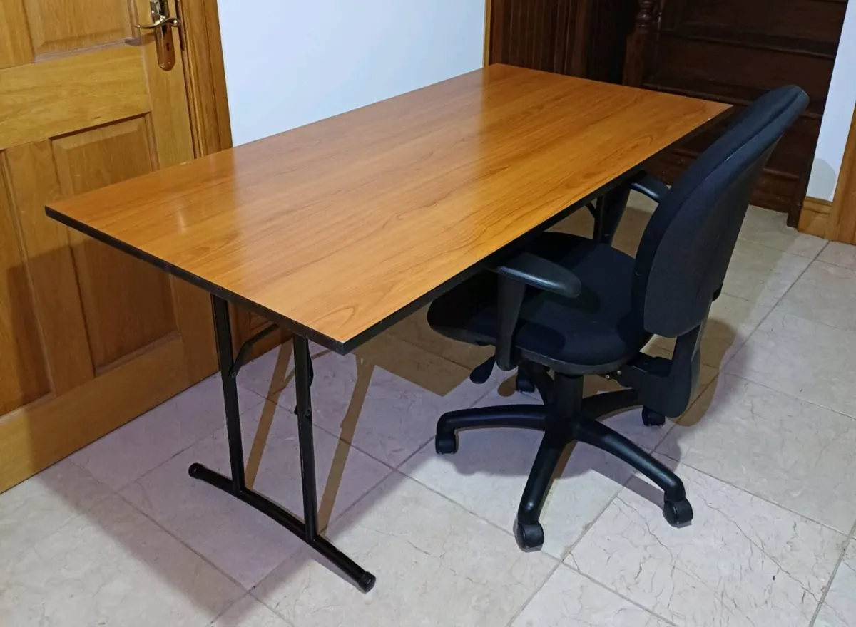 Foldable Wood & Steel Desk - Image 1
