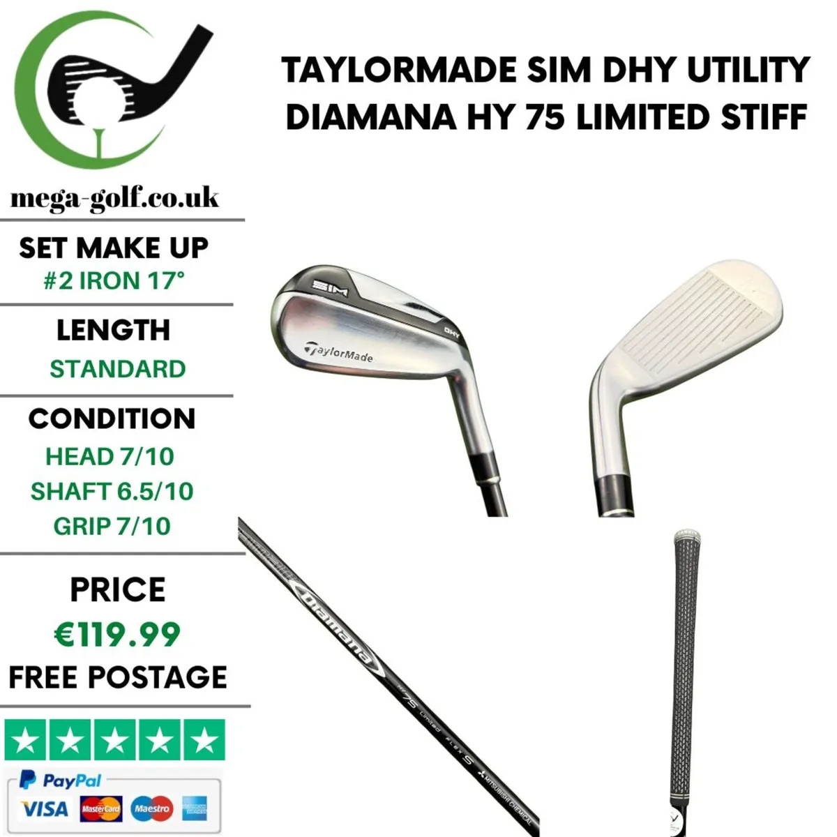 Taylormade Sim DHY Utility #2 Iron 17° / Stiff - Image 1