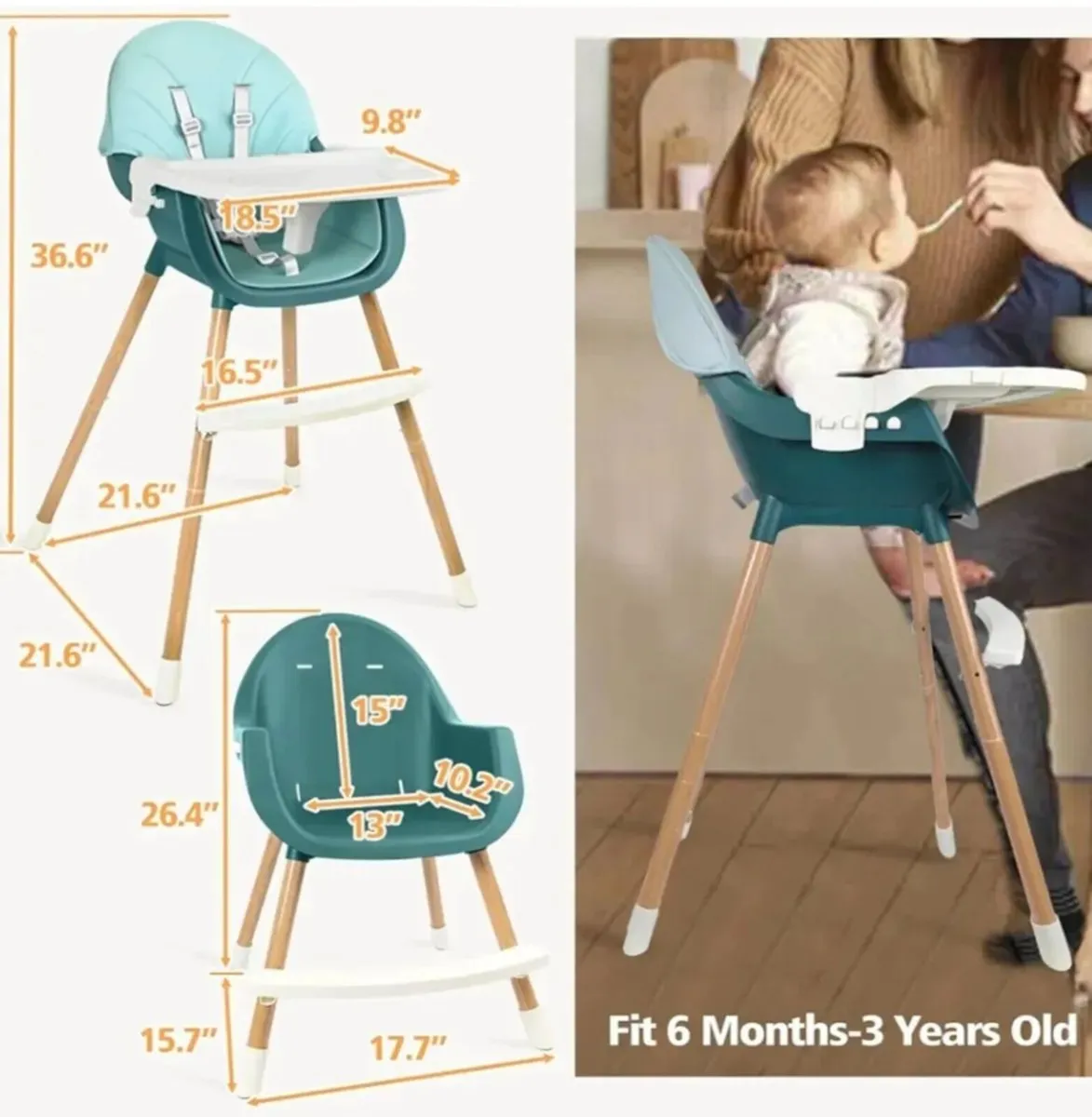 High Chair for Babies and Toddlers Seat 2-in-1 - Image 4