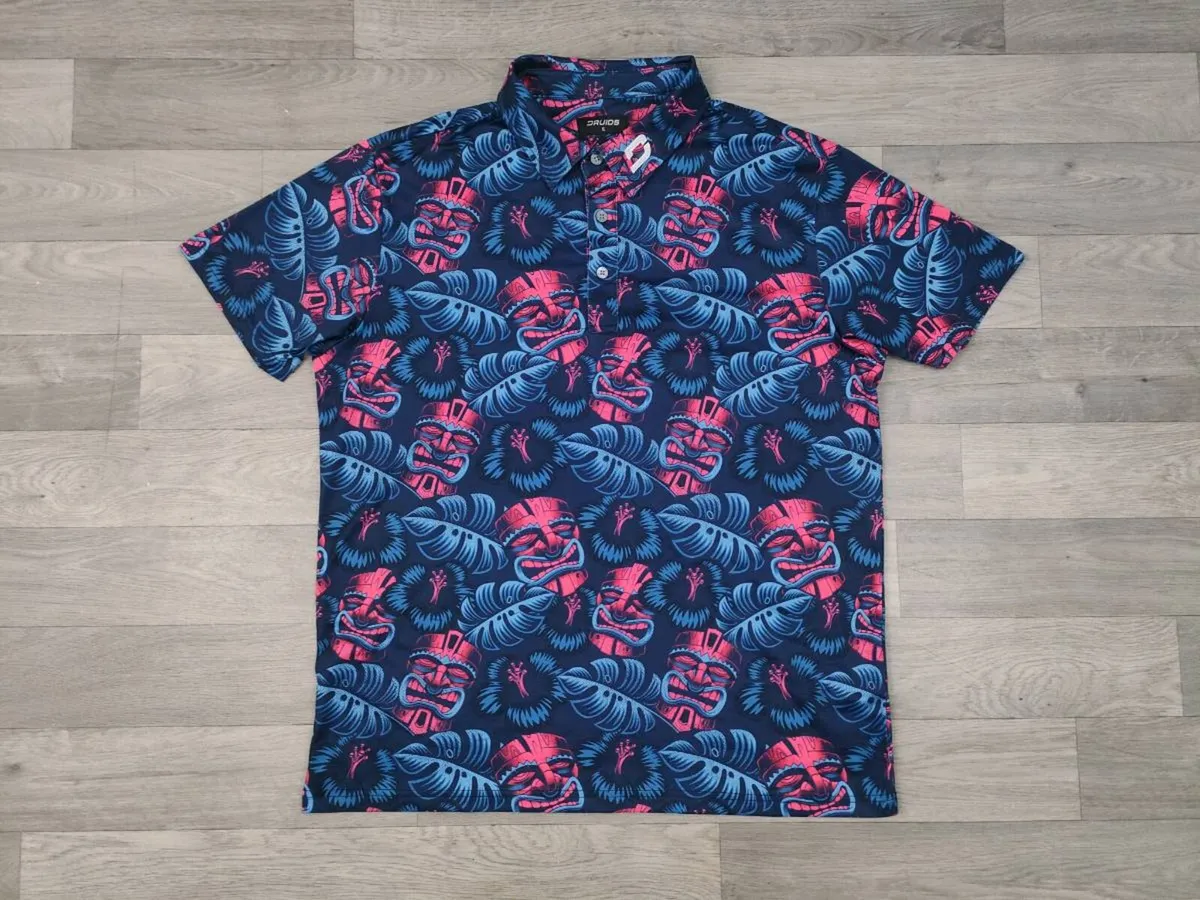 Druids Golf Floral Patterned Polo Shirt Mens XL - Image 1