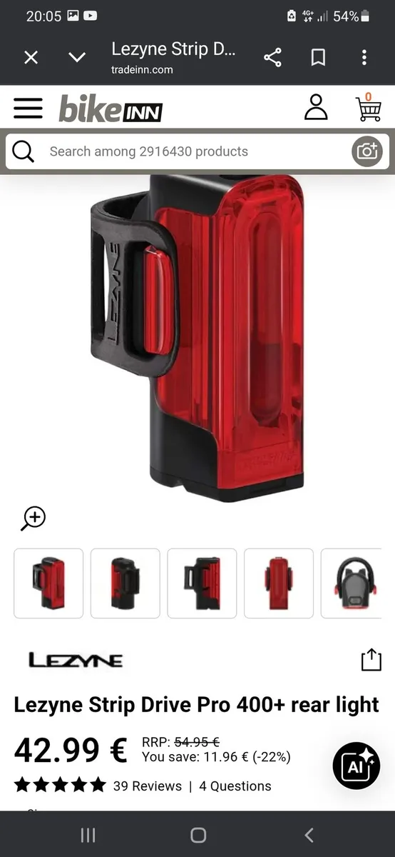 Bike light lezyne strip drive Pro + 400 lumen - Image 1