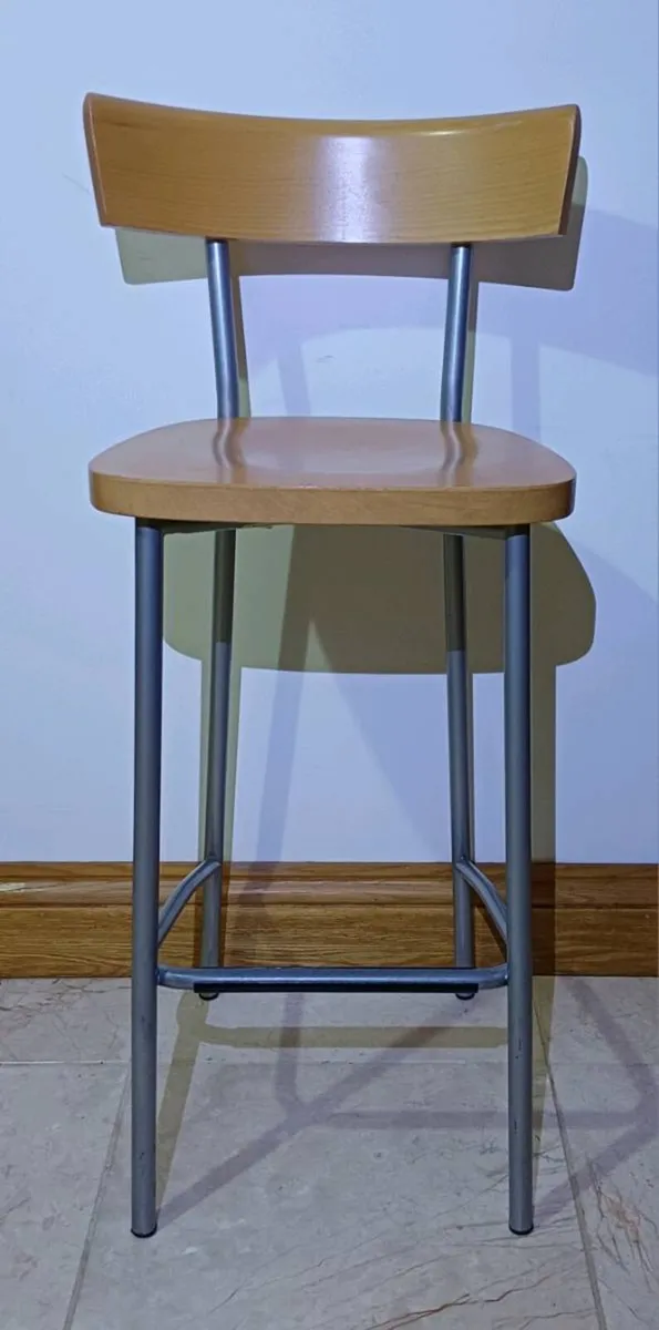 Italian Wood & Steel Bar Stools - Image 2