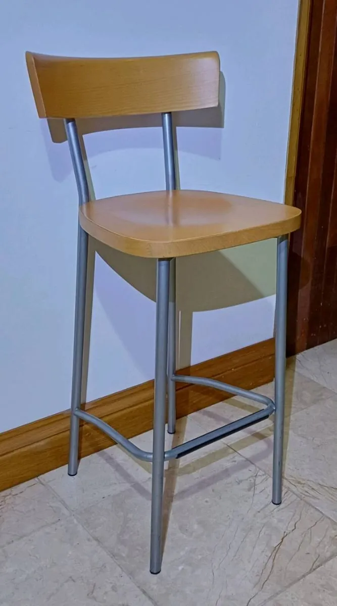 Italian Wood & Steel Bar Stools - Image 3