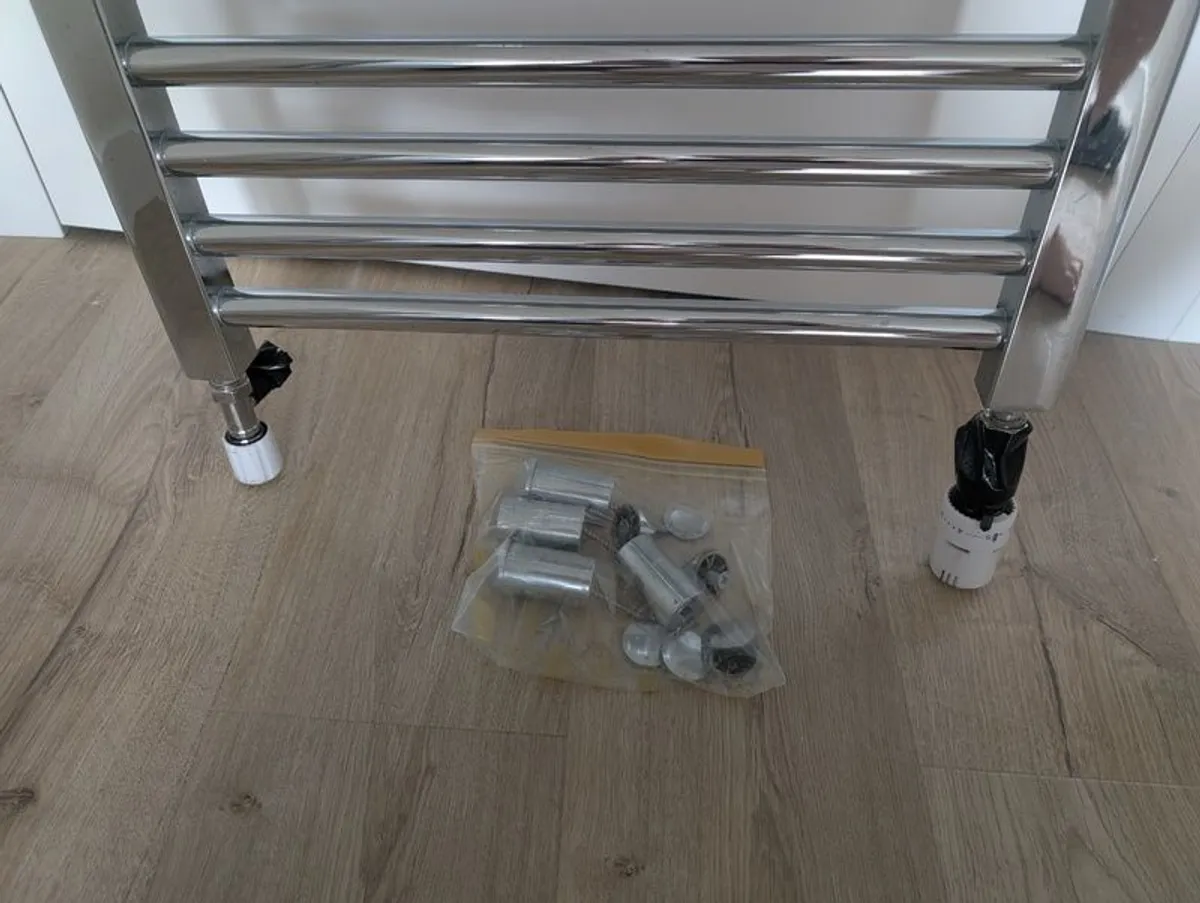 Chrome Towel Radiator 1800x500 With Valves & Fittings - Image 3