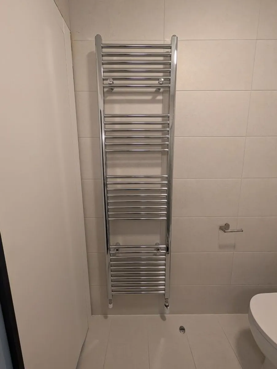 Chrome Towel Radiator 1800x500 With Valves & Fittings - Image 1