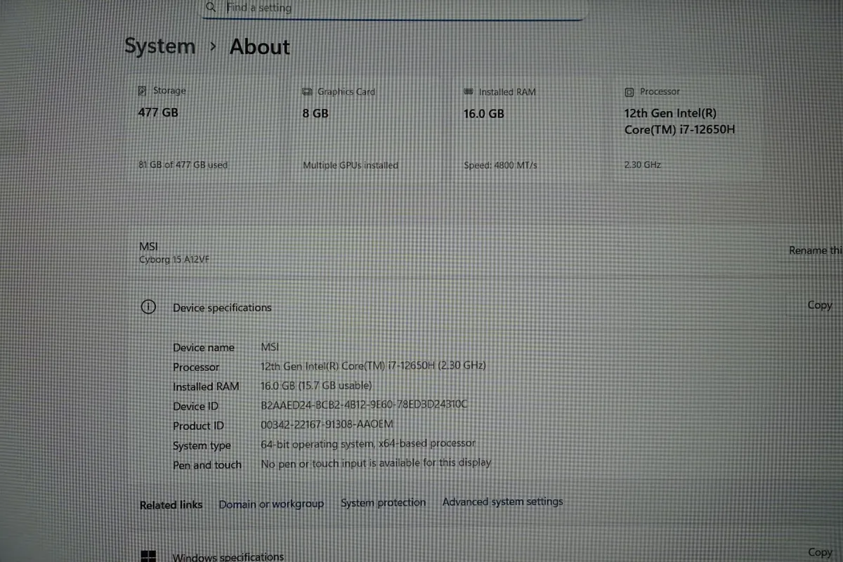 Msi Cyborg 15 | RTX 4060 8GB | 144Hz | i7-12650H - Image 2