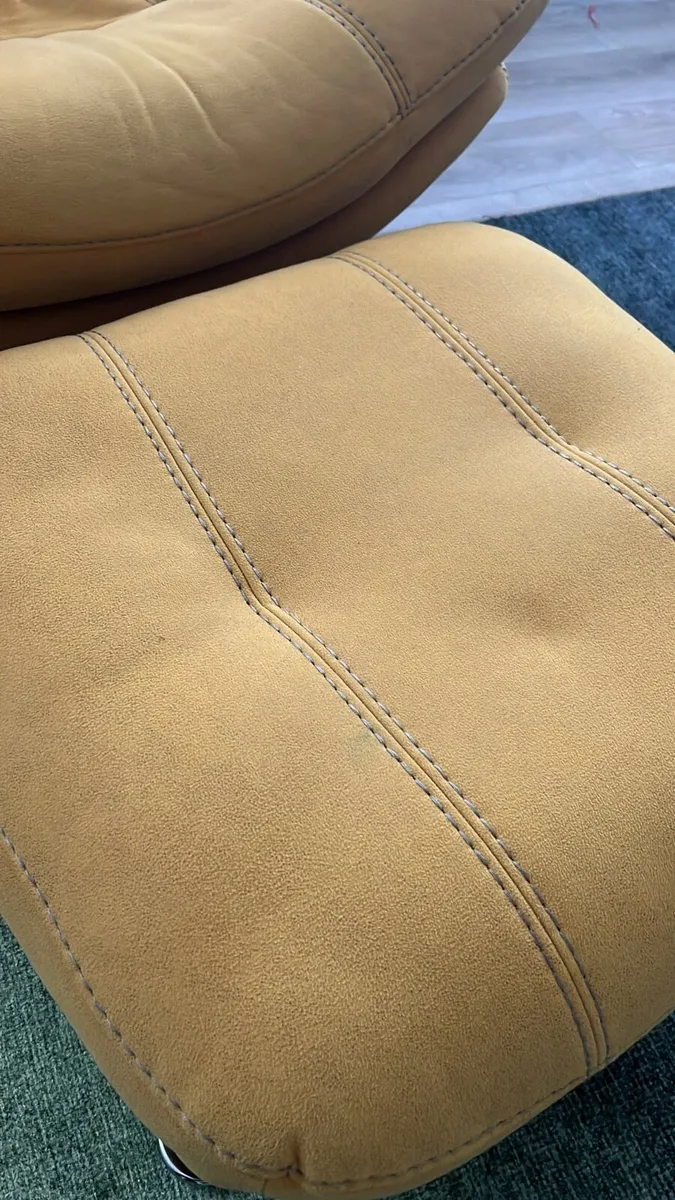 Yellow armchair + footstool - Image 3