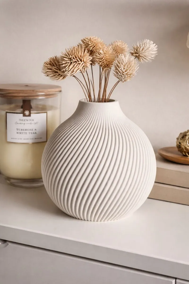 Modern Decorative Vase – Minimalist Ribbed Design