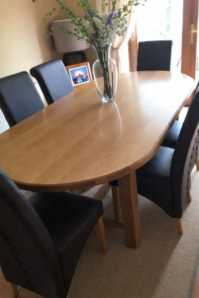 6ft Solid Oak Dining Table + 6 Chairs - Image 1