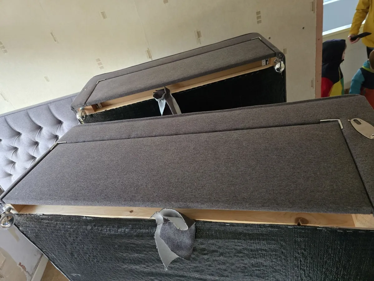 King Size Grey Divan Bed Base & Headboard - Image 4