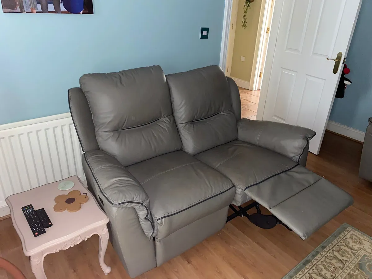 2 Seater Grey Recliner Sofa - Image 1