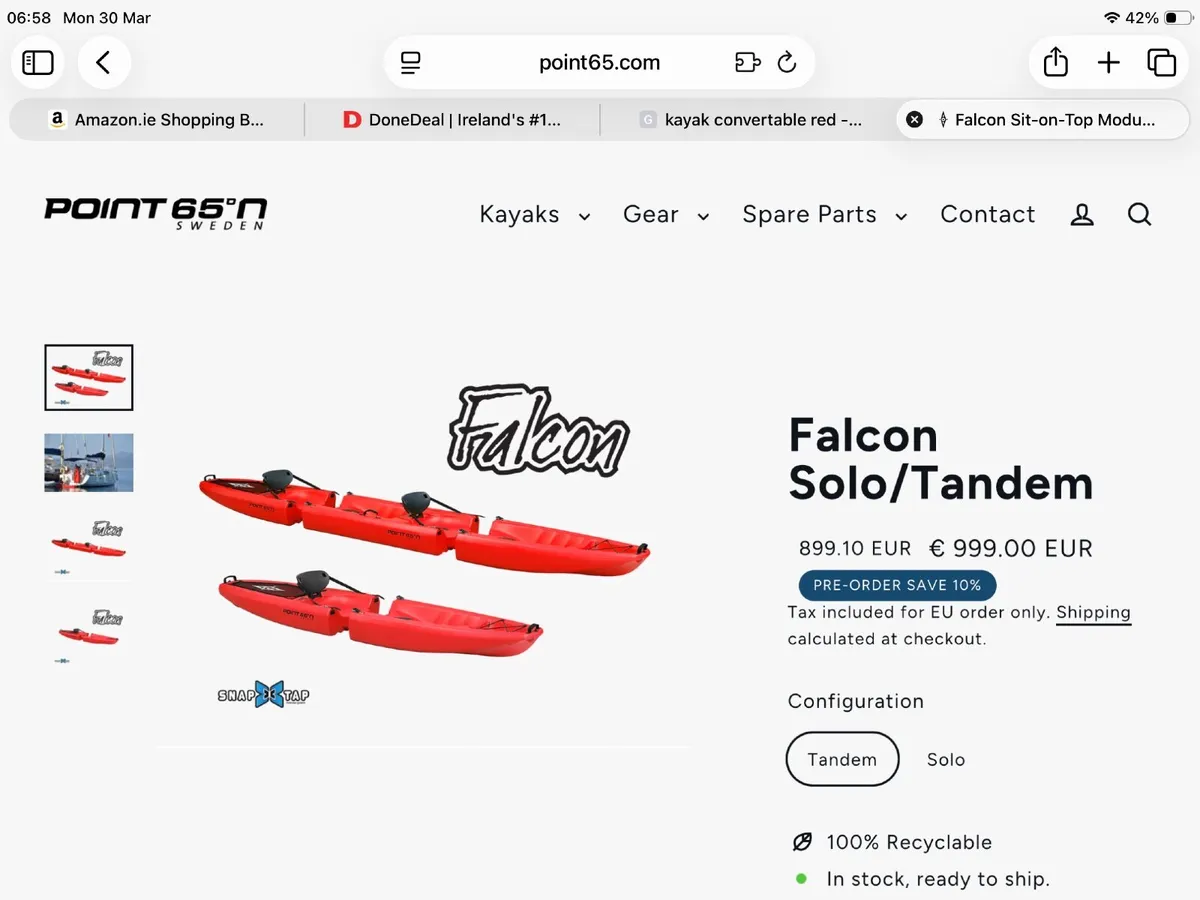 TWO modular Point 65N Falcon tandem kayaks - Image 4