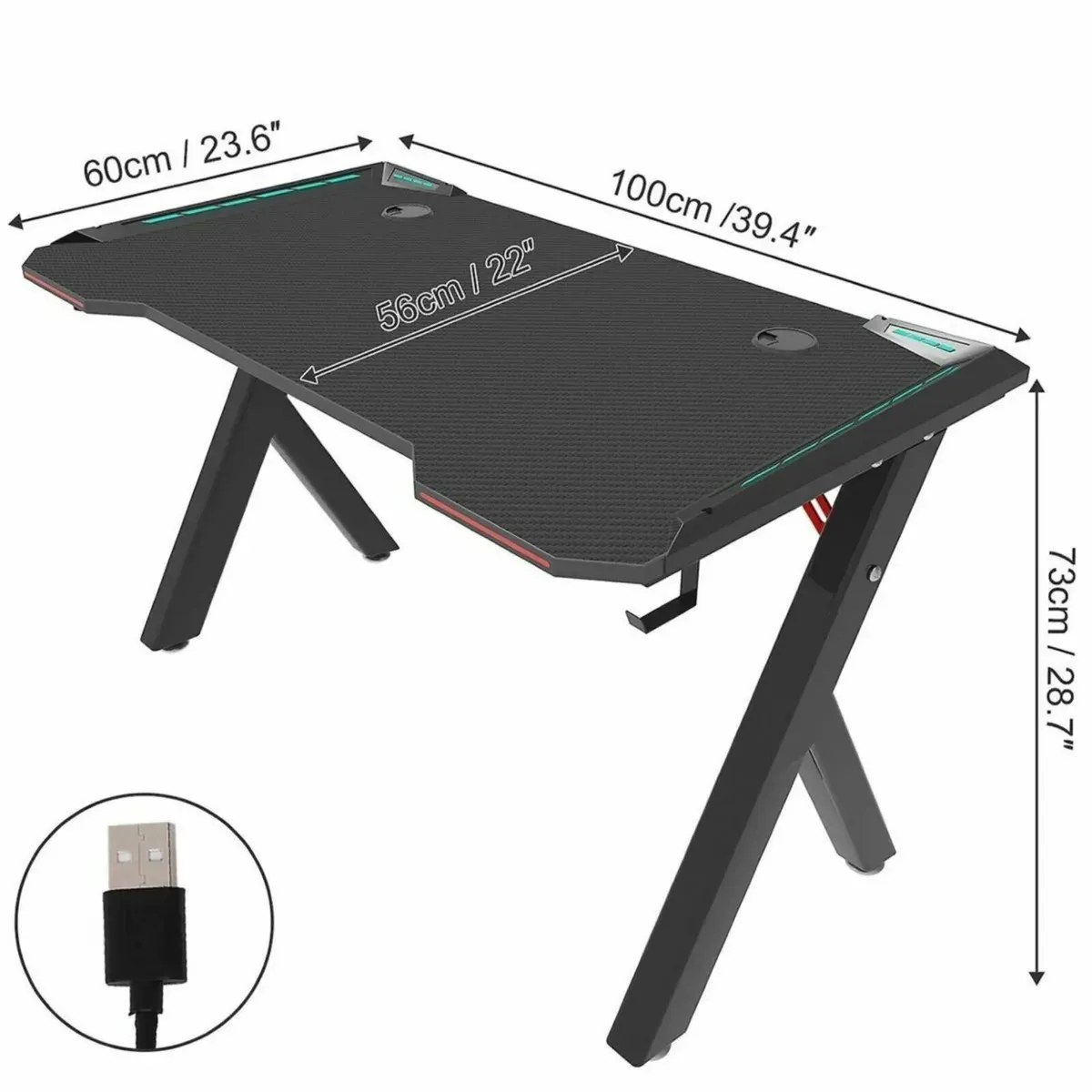 Gaming PC Table Desk With LED lights - Image 3