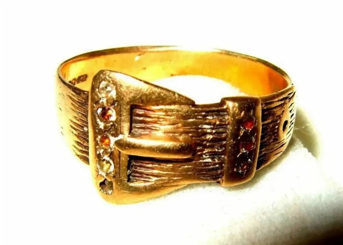 ,Vintage Hallmarked Diamond Buckle Ring - Image 2