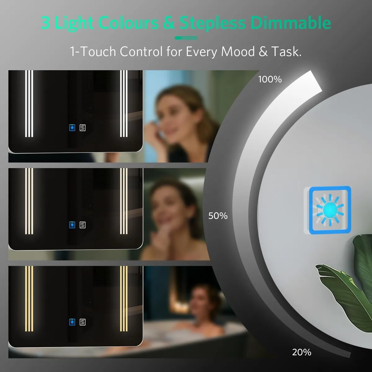 LED Bathroom Mirror Cabinets Lights Socket 50x70cm - Image 3