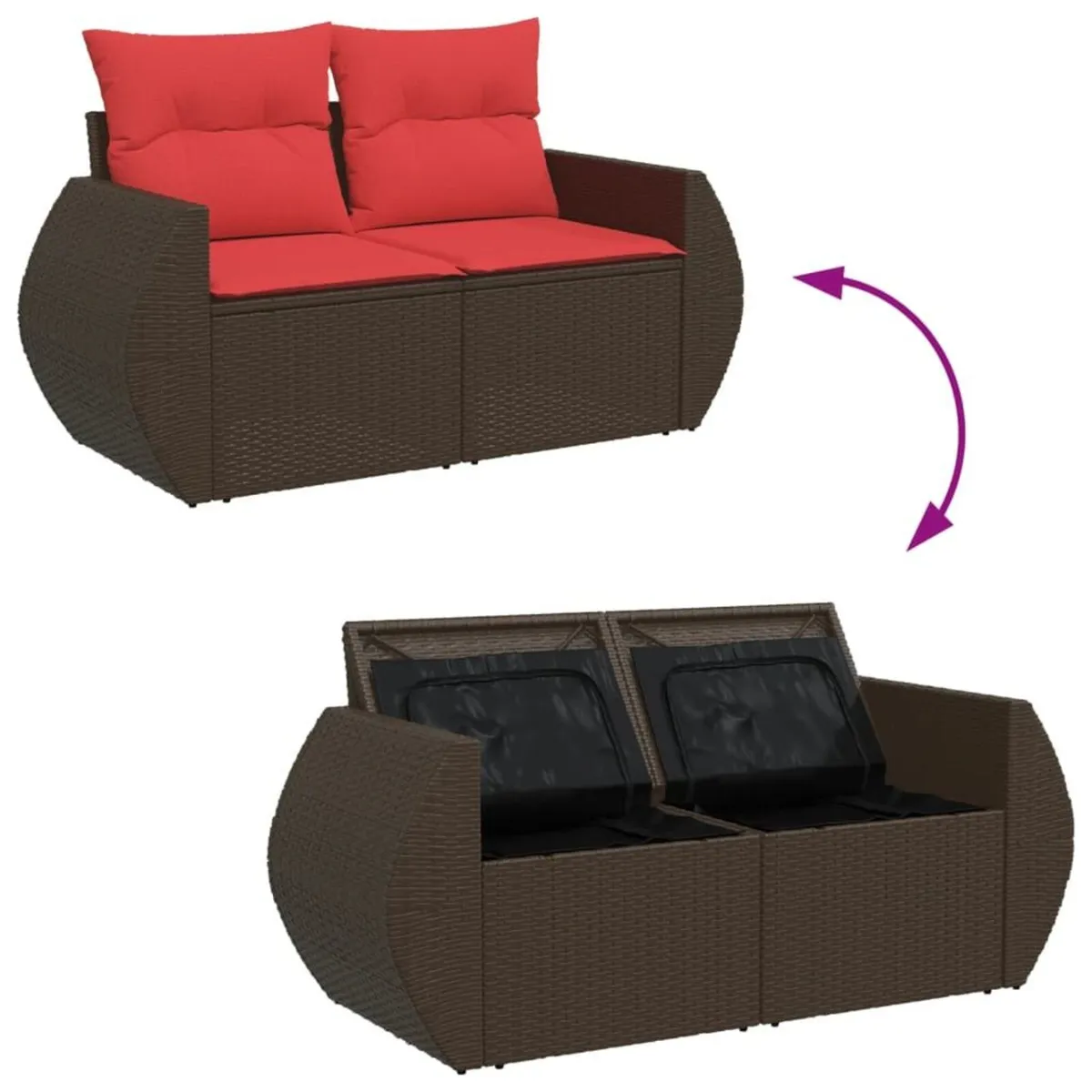 2-Seater Garden Sofa with Storage - Image 2