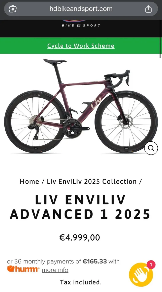 Racing bike Liv Enviliv 2025 - Image 1