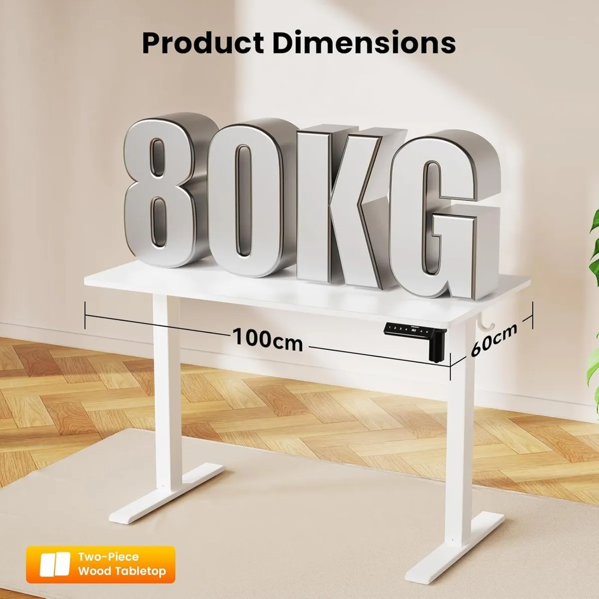 100 x 60 cm Standing Desk Electric Height - Image 3