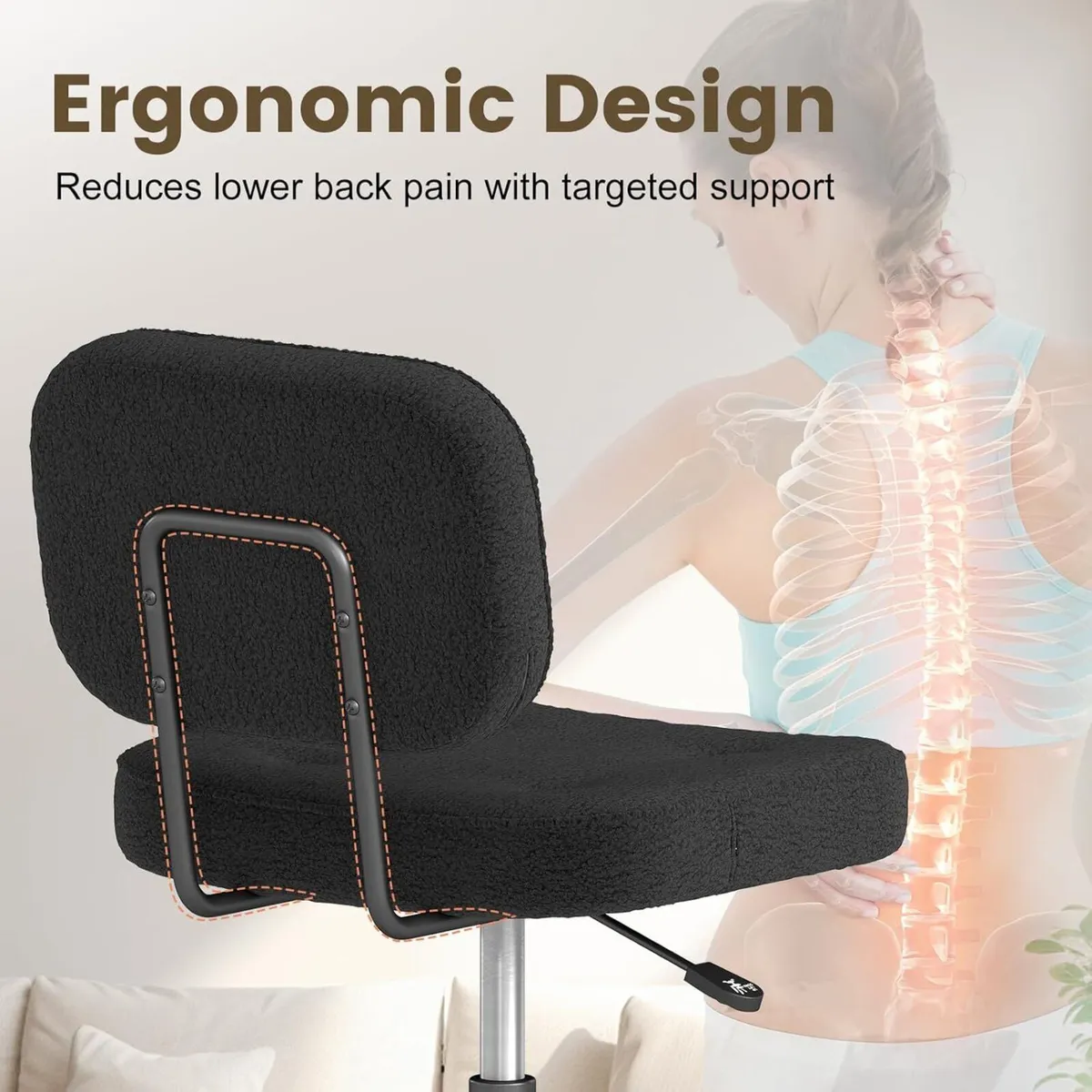 Armless Desk Chair for Home Office Compact Swivel - Image 4