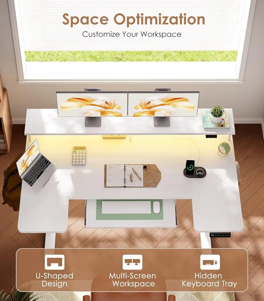 Standing Desk 140cm U Shaped Height Adjustable - Image 3