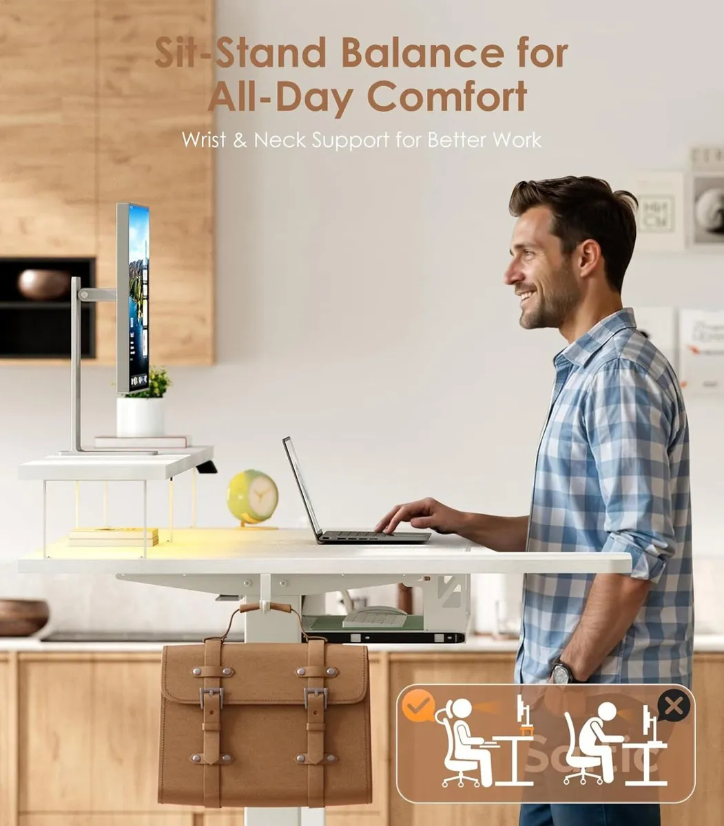 Standing Desk 140cm U Shaped Height Adjustable - Image 4