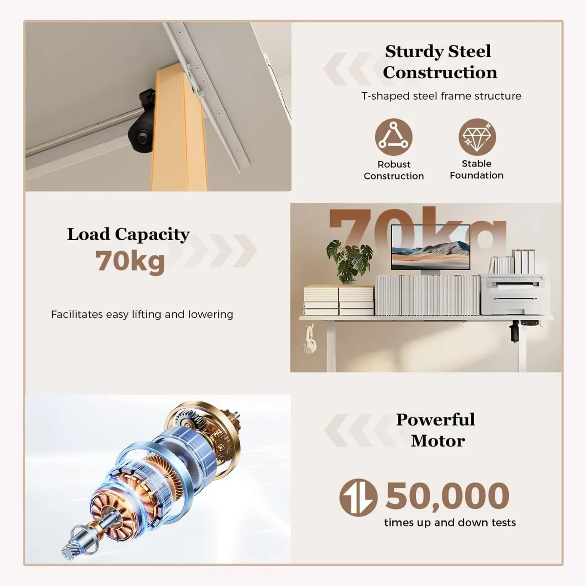 Height-Adjustable Desk with Double Drawers - Image 4