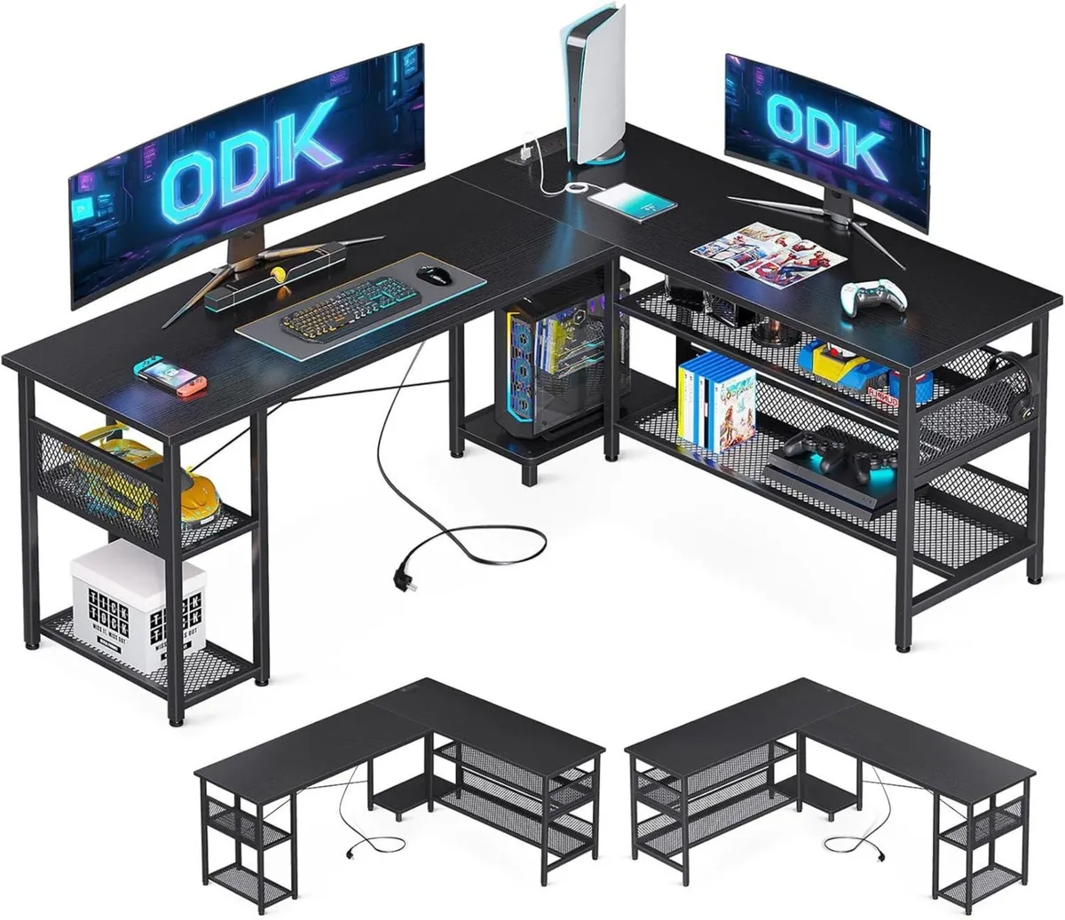 L Shaped Gaming Desk 168 x 120 cm Reversible - Image 1