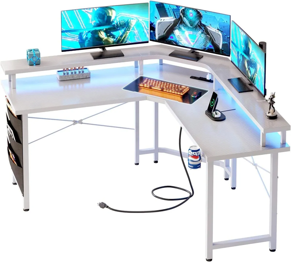 Computer Desk with Power Outlets LED Strip 50.8 - Image 1
