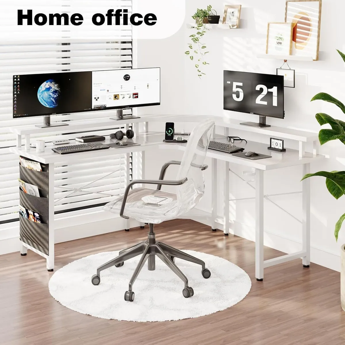 Computer Desk with Power Outlets LED Strip 50.8 - Image 2