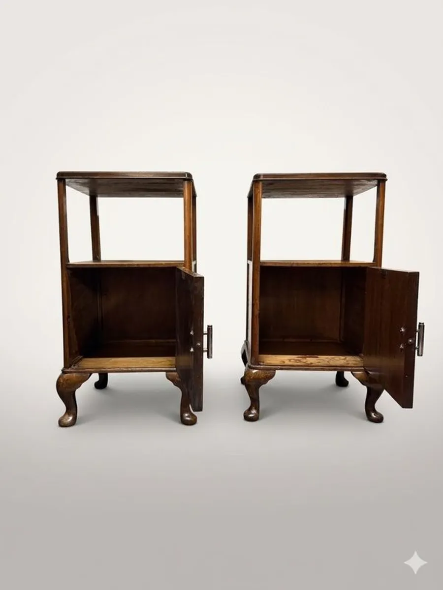 Elegant Pair of Belfast Made 1930s Art Deco Burr Walnut Bedside Cabinets - Image 3