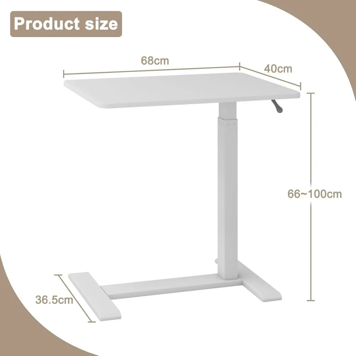 Medical Adjustable Overbed Bedside Table with - Image 2