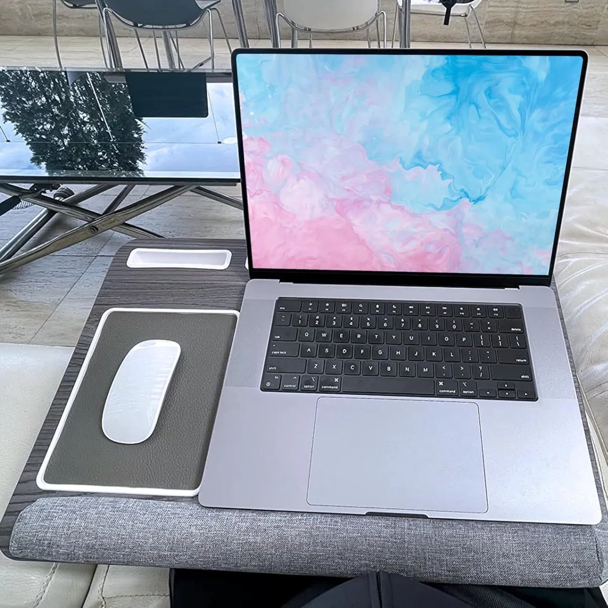 Wooden Left Handed Computer Lap Desk with - Image 2