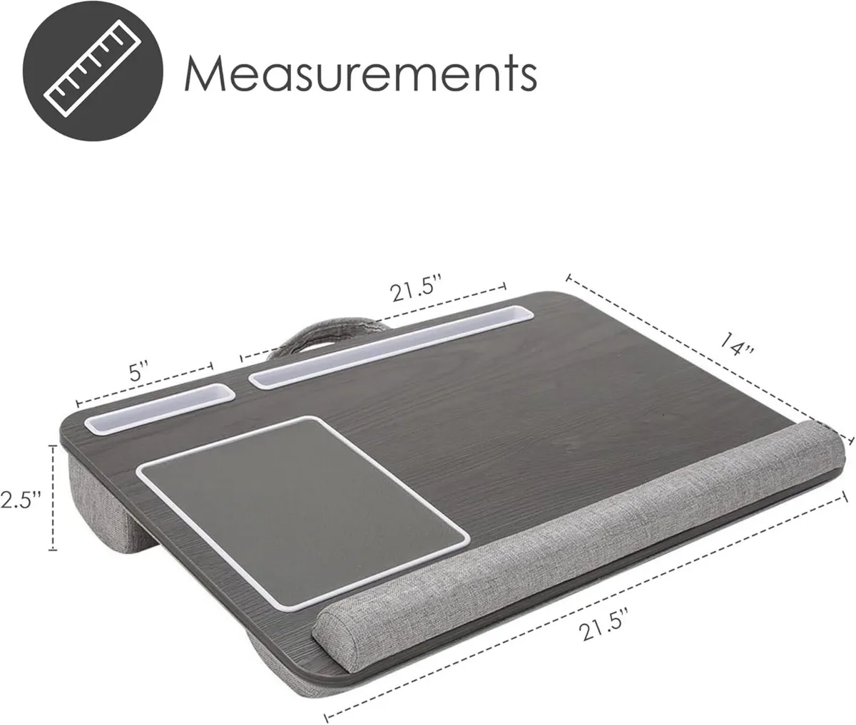 Wooden Left Handed Computer Lap Desk with - Image 3