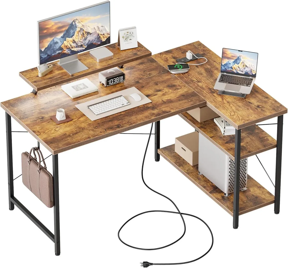 Small L-Shaped Desk with LED 120x70cm Computer - Image 1