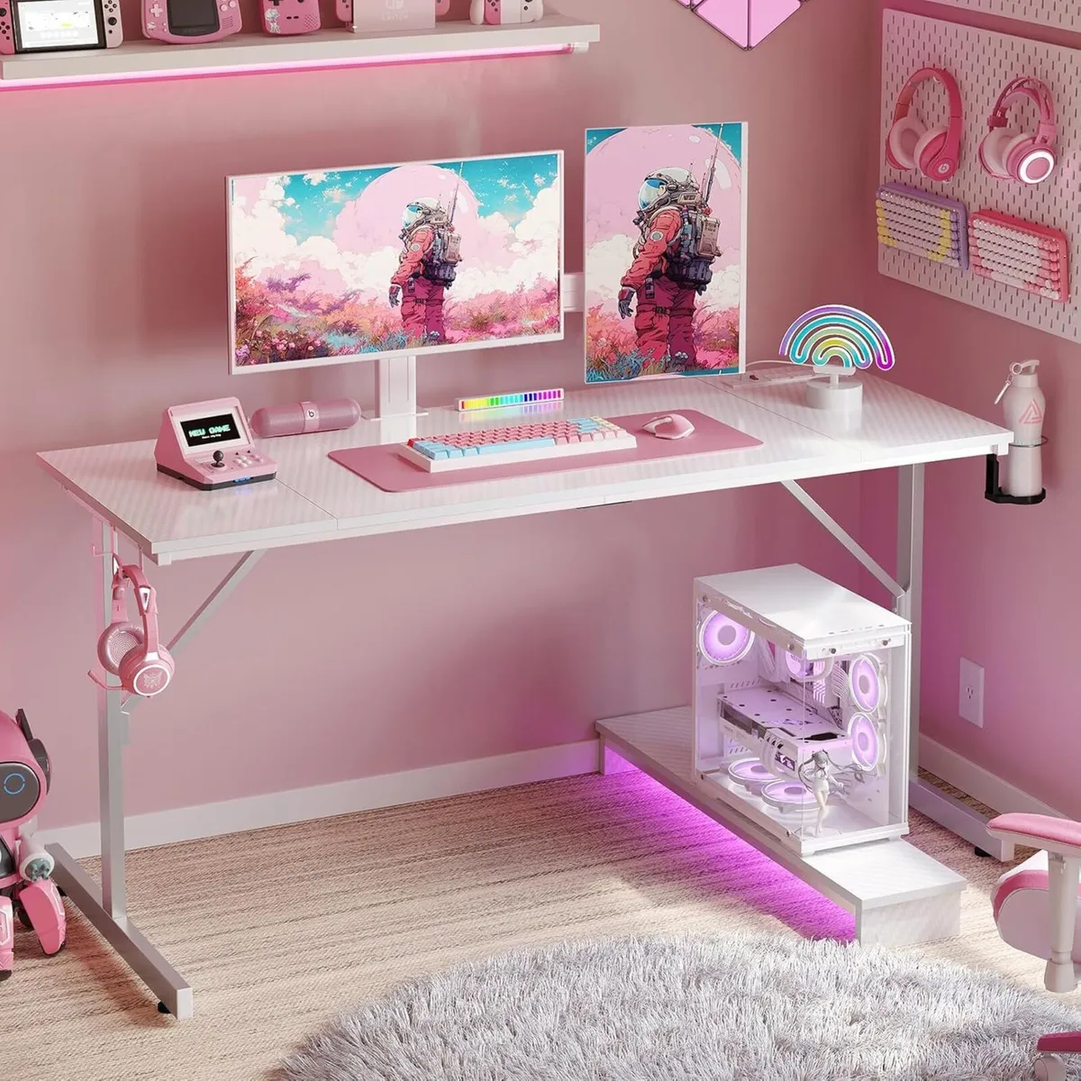 Gaming Desk 131.6 CM with Power Outlets LED Light - Image 4