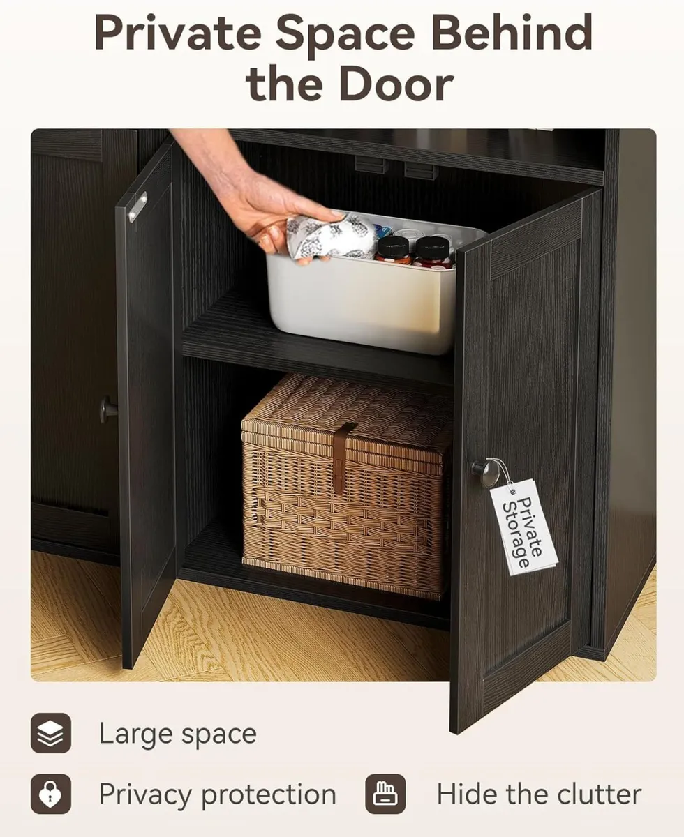 6-Tier Bookcase with Doors and Cabinet Bookshelf - Image 4