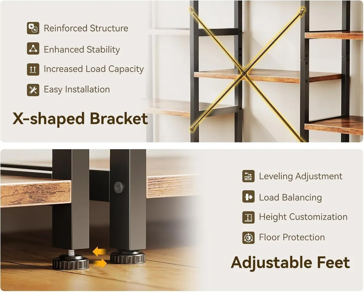 Triple Bookshelf Large Bookcase with 14 Open - Image 4