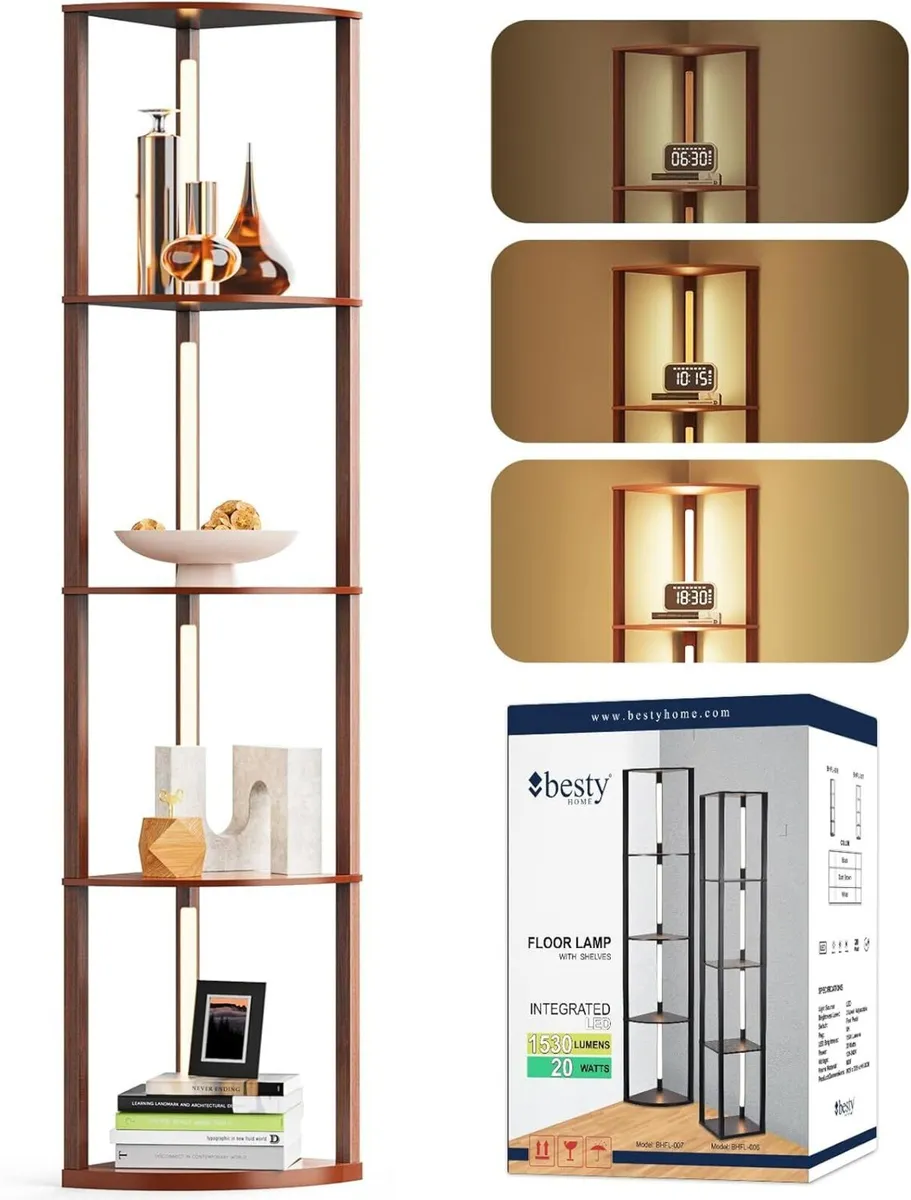 Floor Lamp with Shelves Corner for Living Room - Image 1