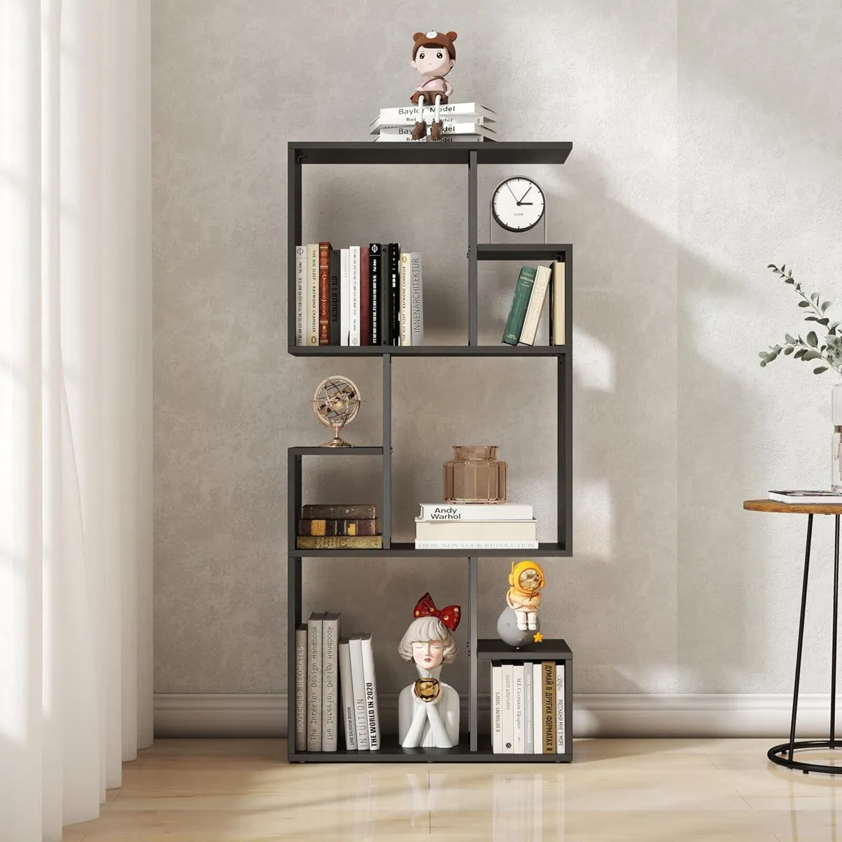 Book shelf Black Bookcase 3 Tiers Slim Bookshelf - Image 3
