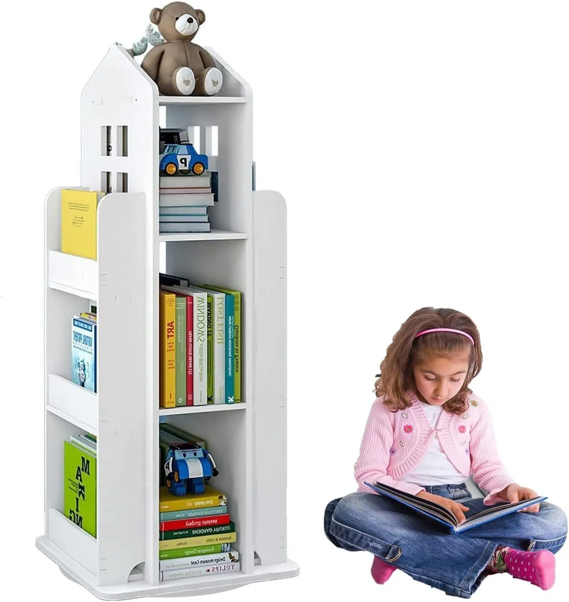 3-Tier Rotating Children's Bookcase for Kids Room - Image 1