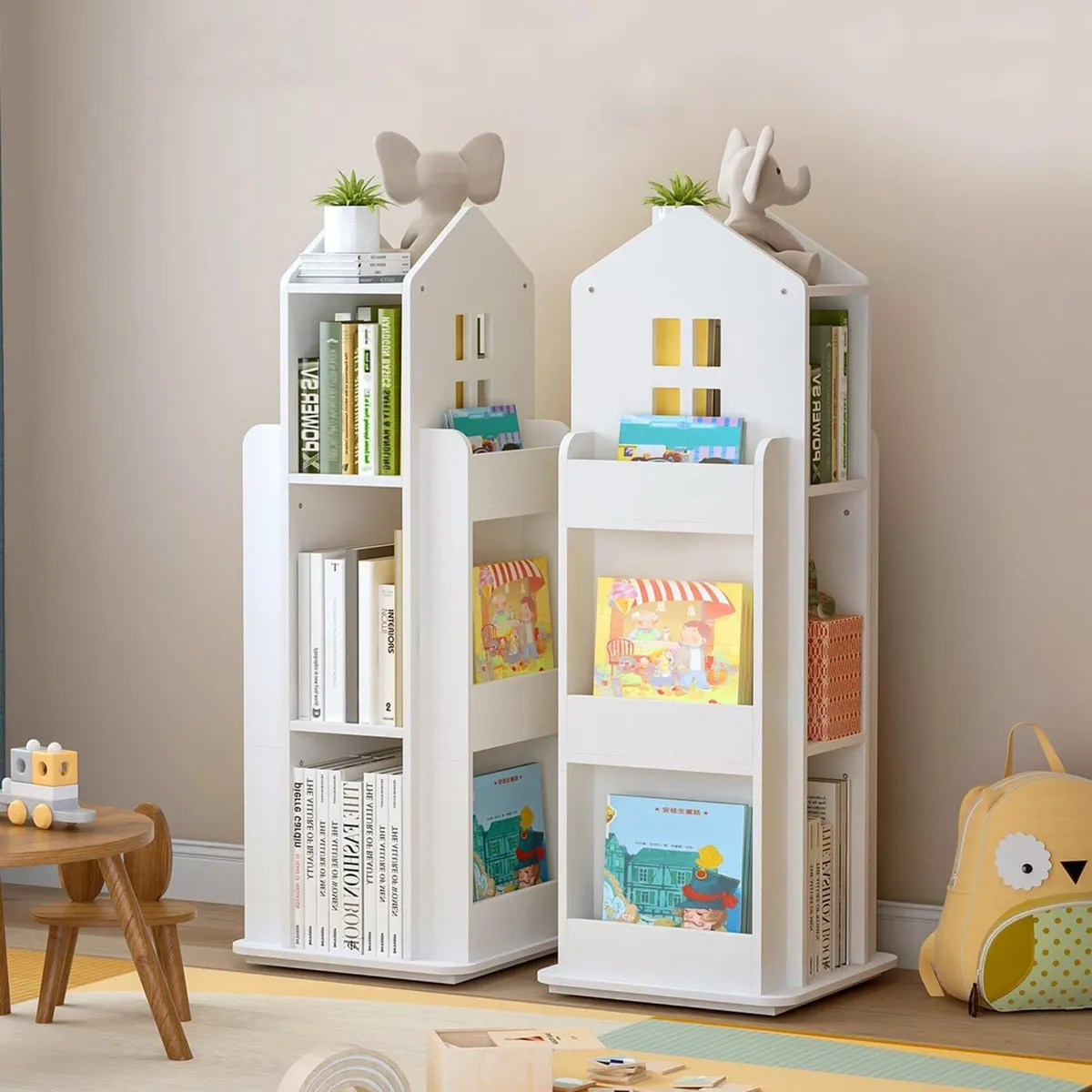 3-Tier Rotating Children's Bookcase for Kids Room - Image 2