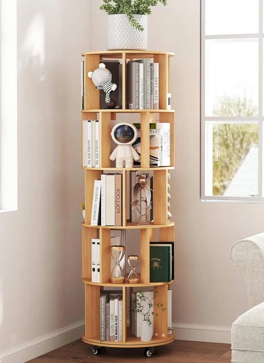 5 Tier Rotating Bookshelf 360degrees Revolving - Image 1